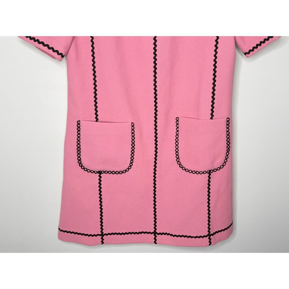 Sixdo Short Sleeve Patch Pocket Collared Mini Dress Pink Black Women's Large - Picture 10 of 10